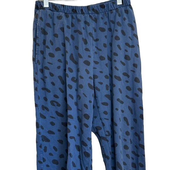 Claire V. Faded Marine Black Jaguar Jogger Leopard Sweatpants Sz L - Picture 2 of 7